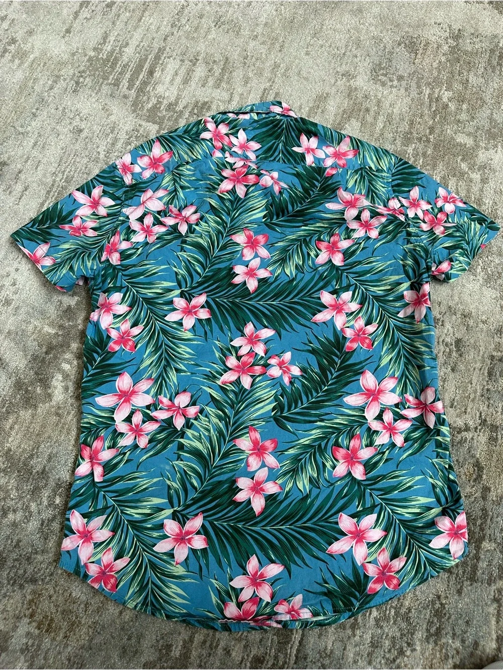 J. Crew Teal Blue Tropical Floral Short-Sleeve Button-Down Shirt